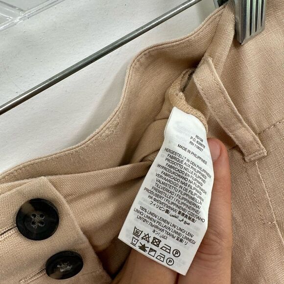 Boden Beige Tan High Rise 100% Linen Pleat Front Shorts 4” inseam Size 4 - Picture 6 of 6